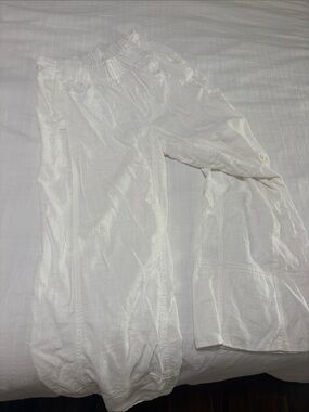 Free people linen blend cream pants
